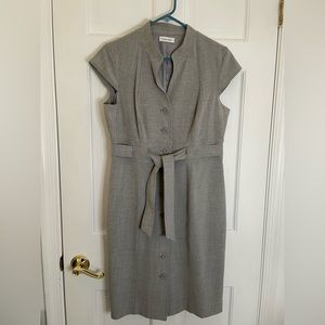 Calvin Klein Gray Belted Dress